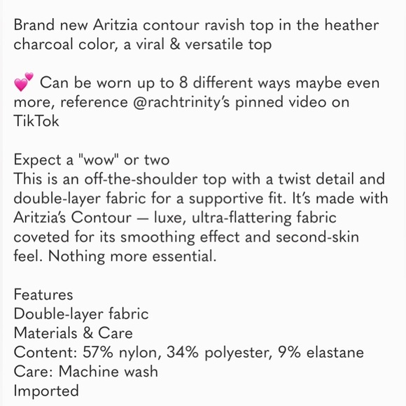 Aritzia Heather Charcoal Off-the-Shoulder Top - Picture 5 of 14